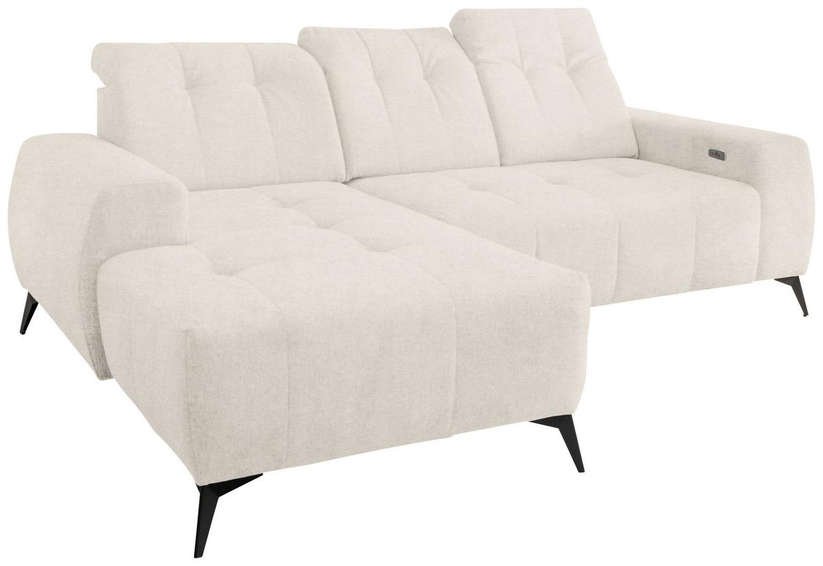 Ecksofa Mit Usb Anschluss Sano, Creme, S: 180x258 Cm - Creme/Schwarz, MODERN, Textil (180/258cm) - Livetastic