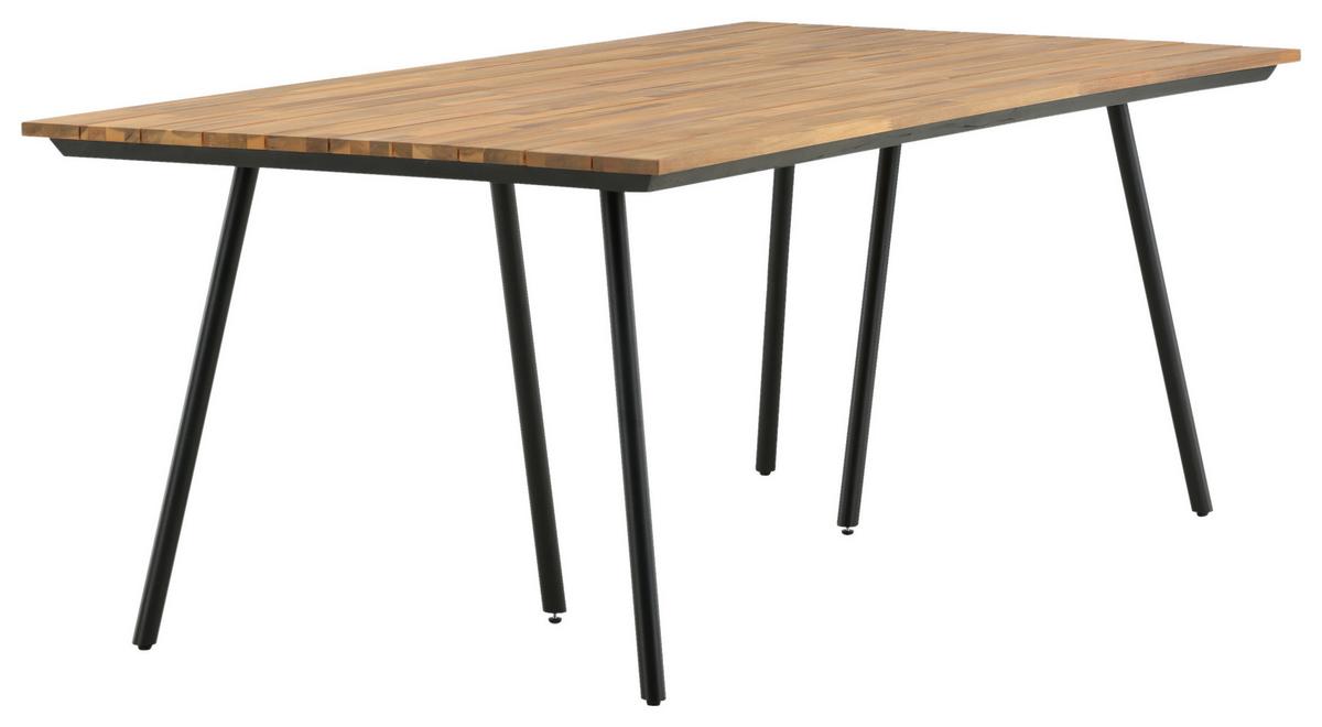 Gartentisch Chan - Schwarz/Teakfarben, KONVENTIONELL, Holz/Metall (200/100/74cm) - Gardenson