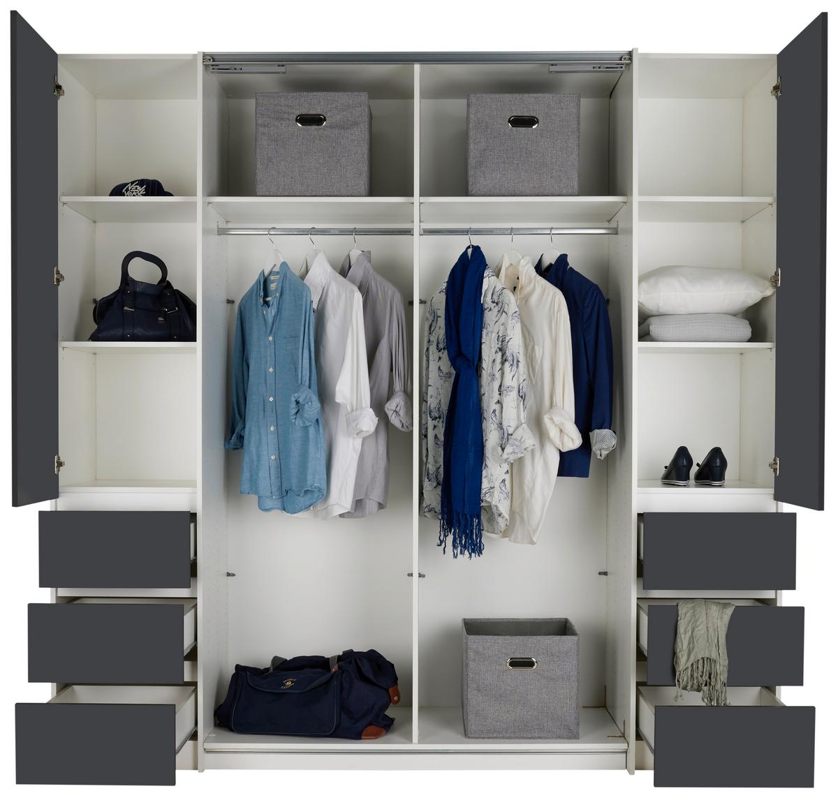 ŠATNÍ SKŘÍŇ FABIO - bílá/barvy grafitu, Konvenční, kompozitní dřevo (215/211/60cm) - Mömax