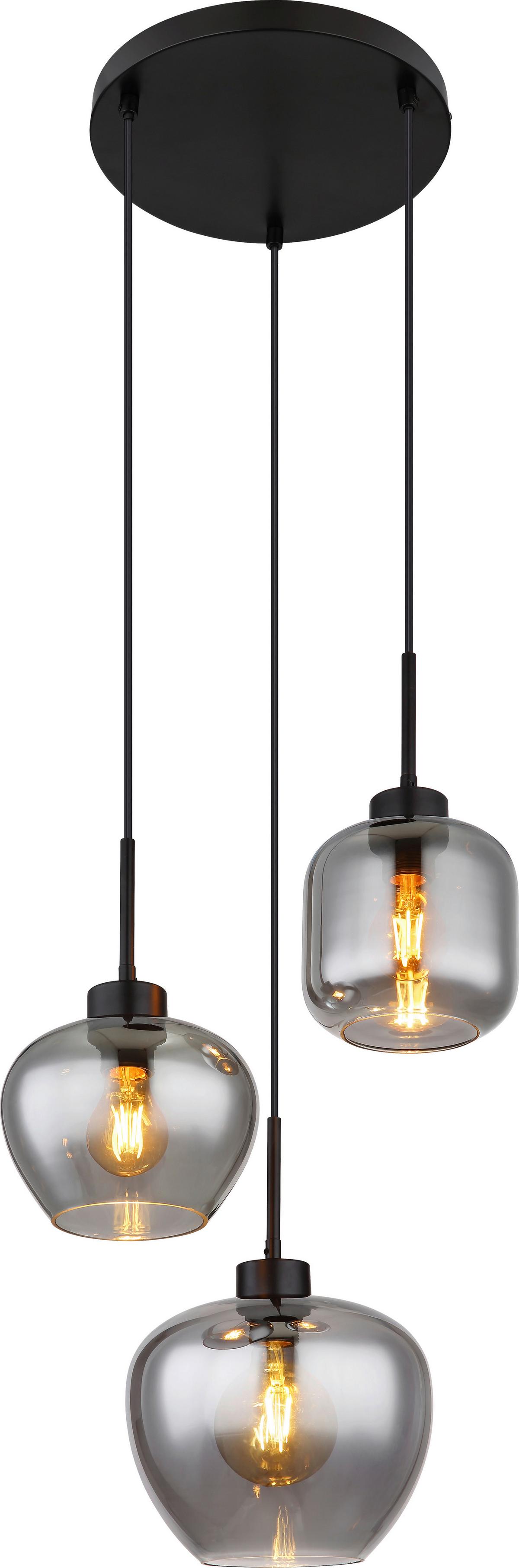 Hängeleuchte Musa H: 120 cm 3-Flammig, - Schwarz, ROMANTIK / LANDHAUS, Glas (38/38/120cm) - James Wood