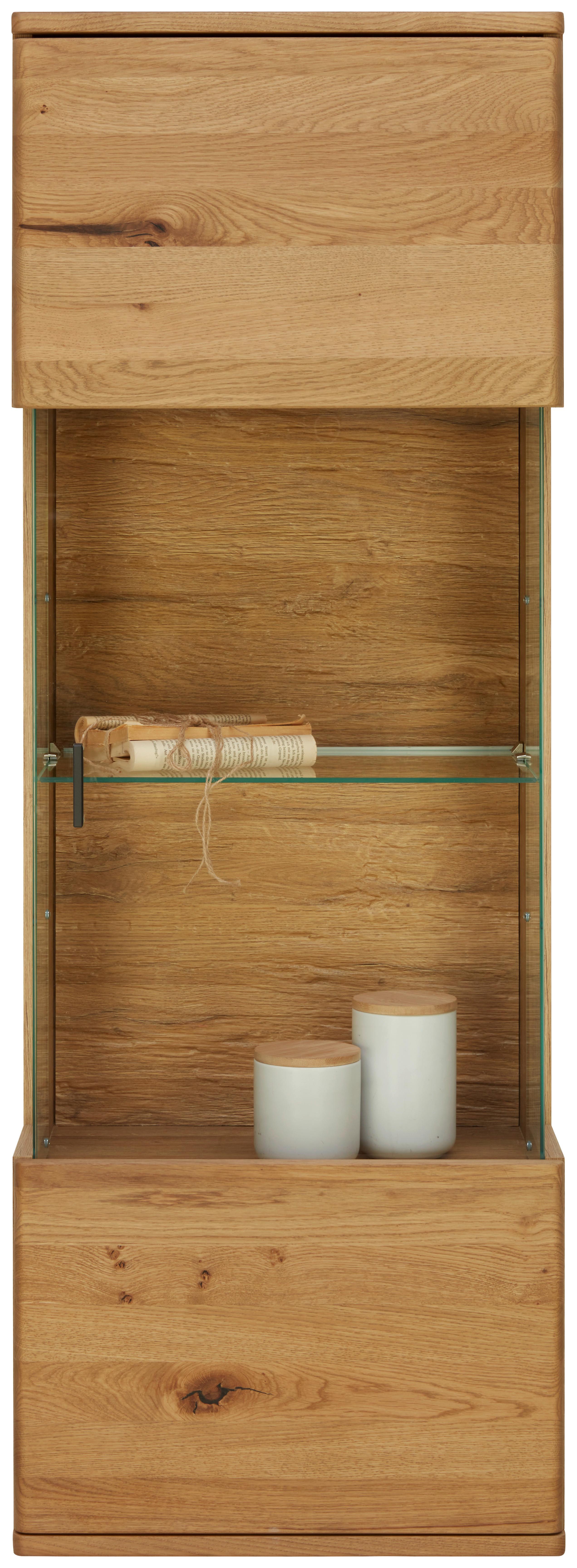 Závěsná vitrína divoký dub - šedá/divoký dub, Moderní, kov/dřevo (50/138/37cm) - Premium Living
