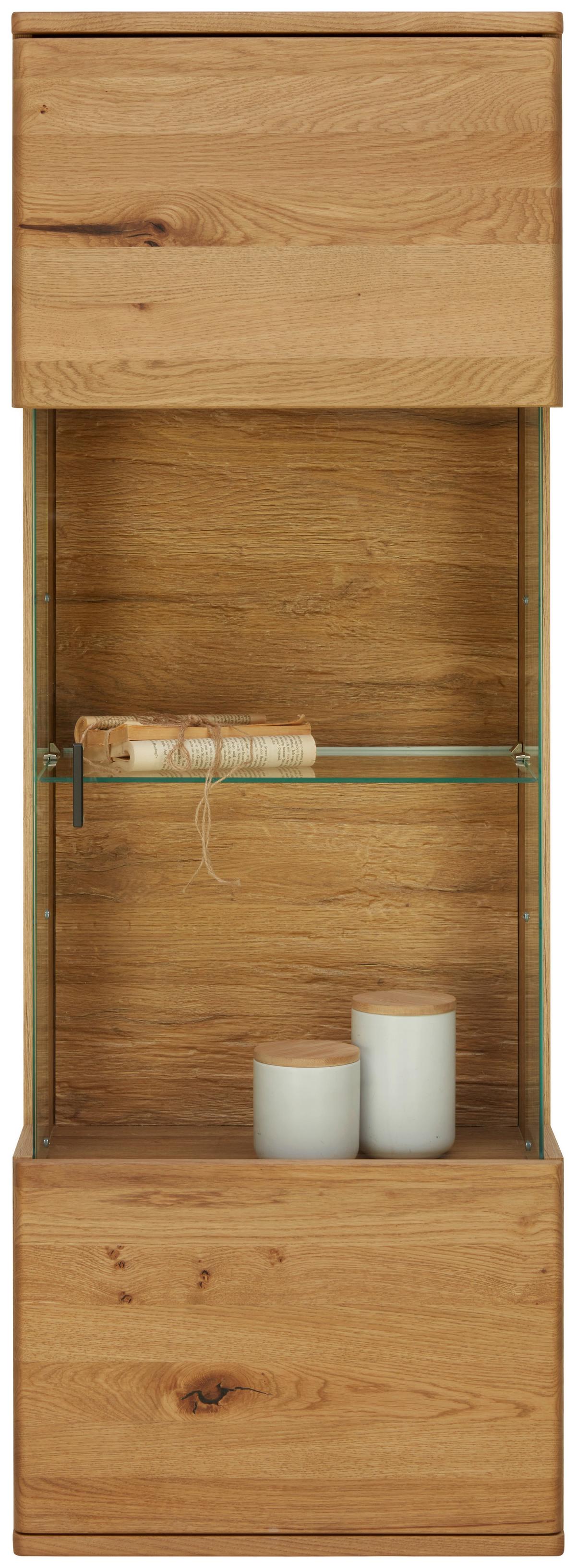 Závěsná vitrína divoký dub - šedá/divoký dub, Moderní, kov/dřevo (50/138/37cm) - Premium Living