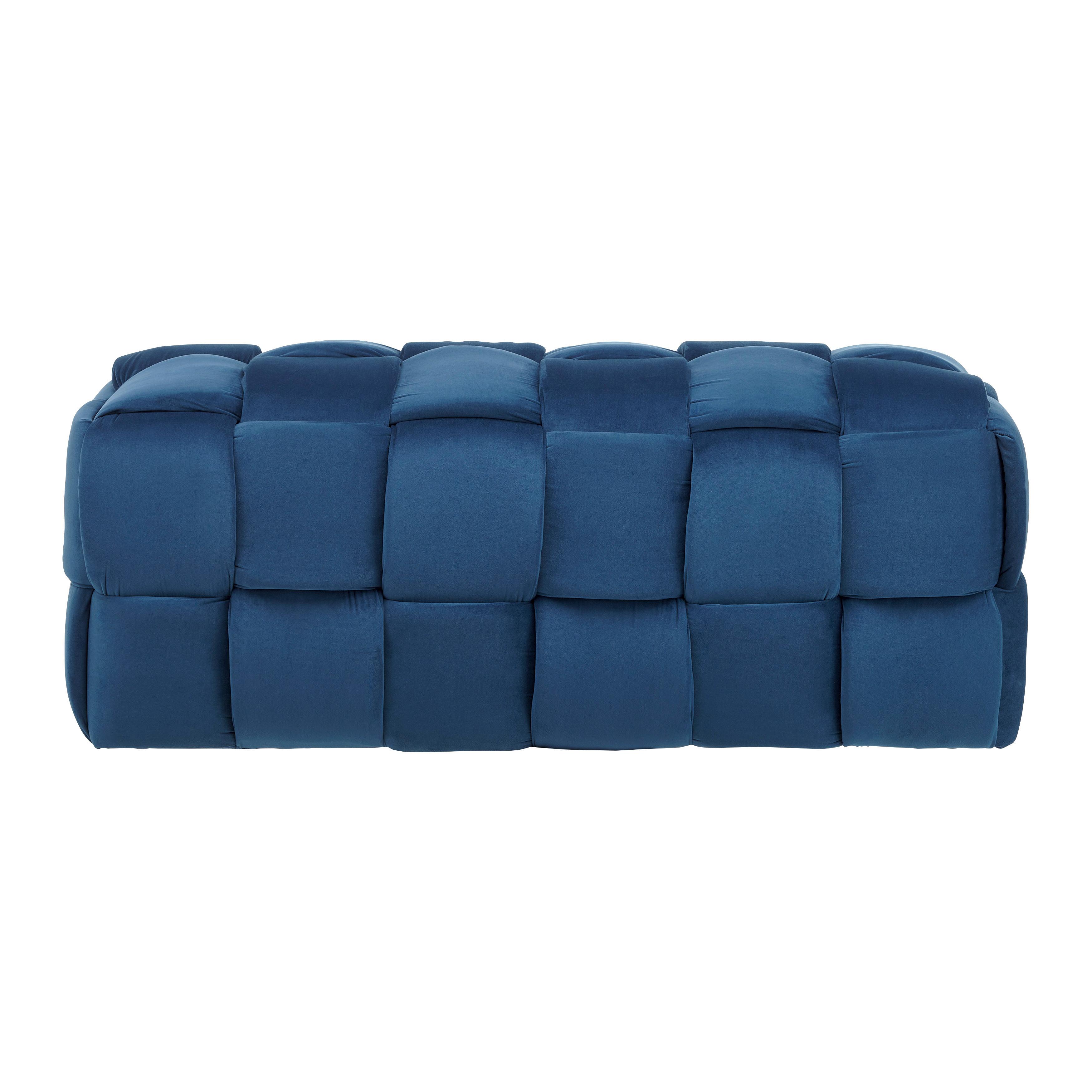 Moderní Lavice Ella Modrá - modrá/černá, Moderní, dřevo/textil (118/47/47cm) - Bessagi Home
