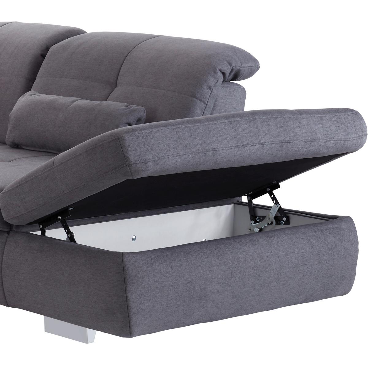 Ecksofa mit Schlaffunktion Paso, Webstoff - Chromfarben/Grau, MODERN, Textil (315/260cm) - Luca Bessoni