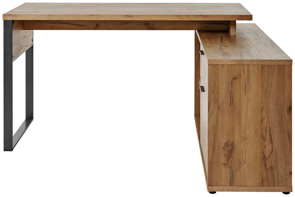 Eckschreibtisch Mit Stauraum B: 120cm H: 76cm Loop C 150 E - Eichefarben/Anthrazit, MODERN, Holzwerkstoff/Metall (150/120/76cm) - Livetastic