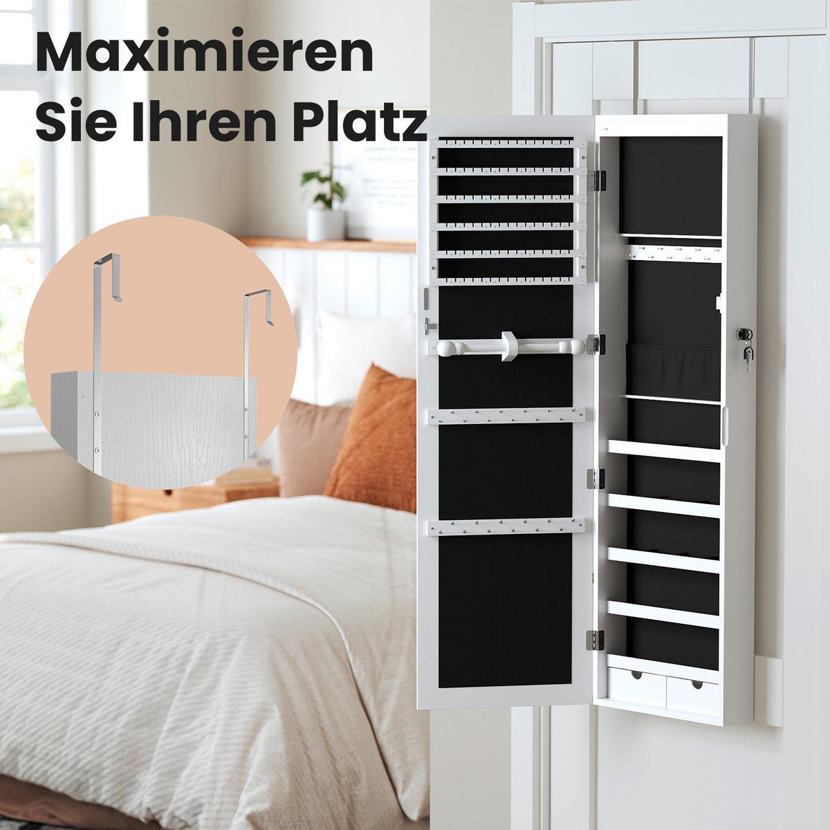 Schmuckschrank Weiß B: 37 Cm - Weiß, Basics, Holzwerkstoff/Metall (37/110/10cm)
