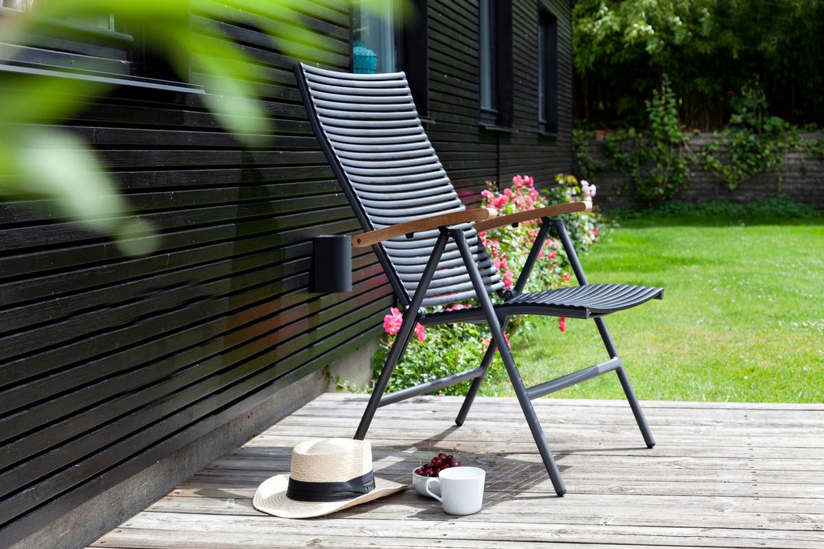 Gartenstuhl Klappbar Mood Position Kunststoff - Anthrazit/Schwarz, KONVENTIONELL, Holz/Kunststoff (60/111/72cm) - Gardenson