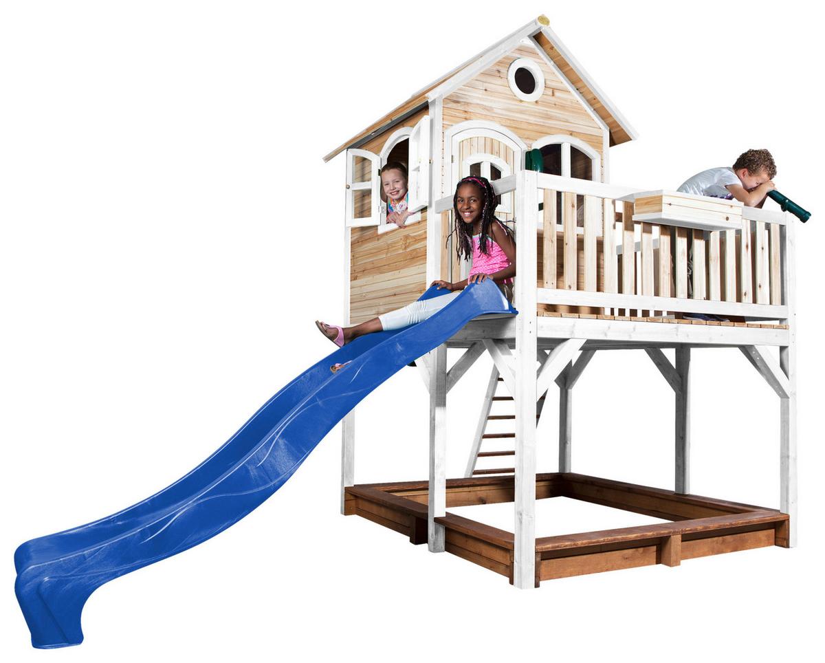 Spielturm A030.151.31 - Blau/Braun, KONVENTIONELL, Holz (377/291/255cm) - Ambia Garden