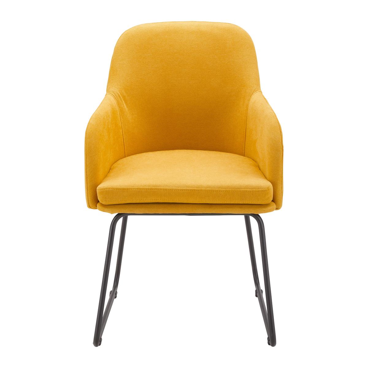 Stolička s podrúčkami MIA žltá - čierna/žltá, Modern, kov/textil (55,5/83/55cm) - Bessagi Home