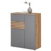 Schuhschrank Milan Grau/eiche Dekor B: 85 Cm - Schwarz/Eiche Artisan, Natur, Holzwerkstoff (85/105/38cm) - MID.YOU