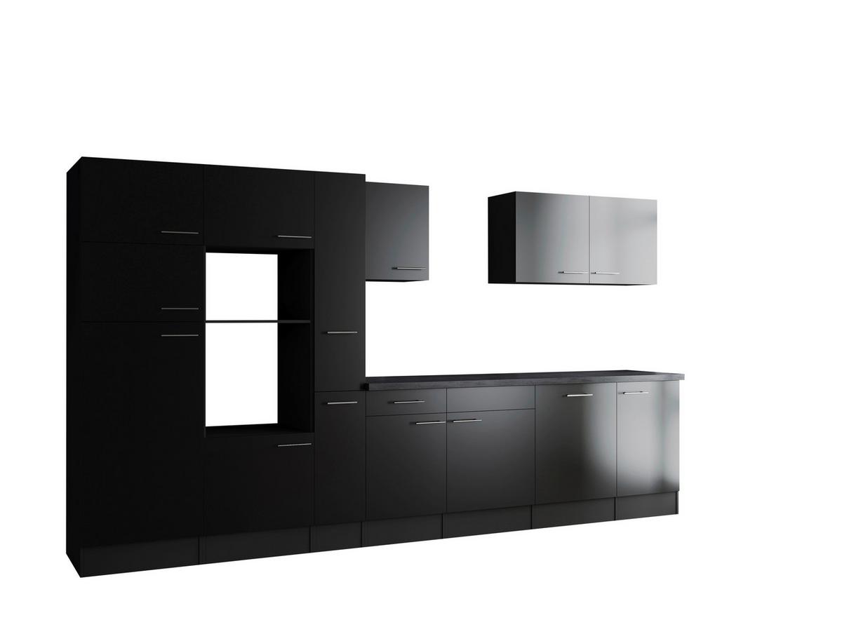 Küchenleerblock Oliver Grau, Schwarz B: 370 Cm - Schwarz/Grau, Design, Holzwerkstoff (370cm) - Respekta