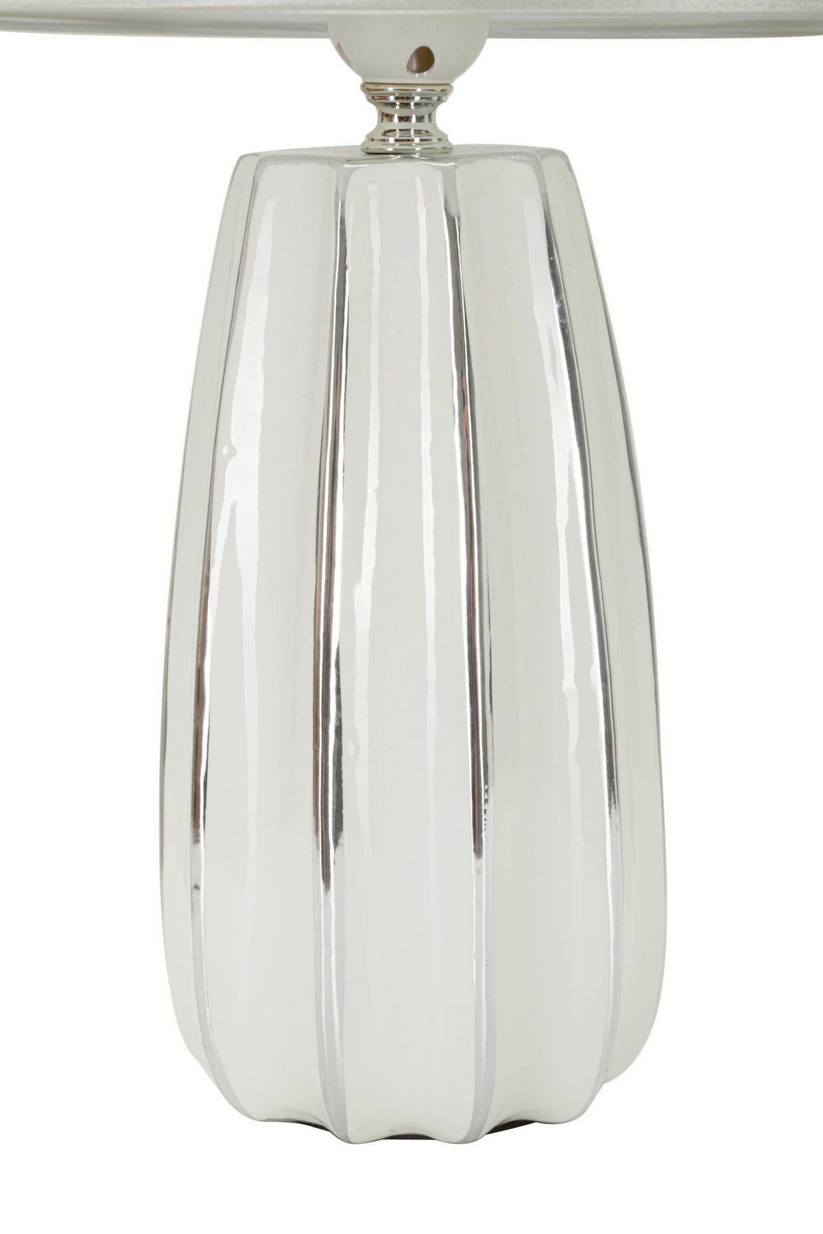 Tischleuchte Emmi Weiß, Silberfarben B:30cm - Silberfarben/Weiß, Basics, Keramik/Textil (30/30/45cm)