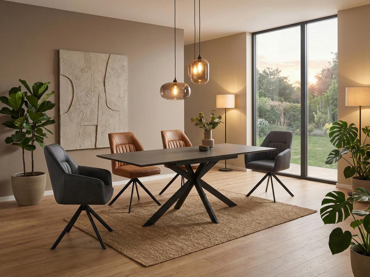 Stuhl-set Prizzi S 2er-Set - Cognac/Schwarz, MODERN, Textil/Metall (51/92/65cm) - MID.YOU