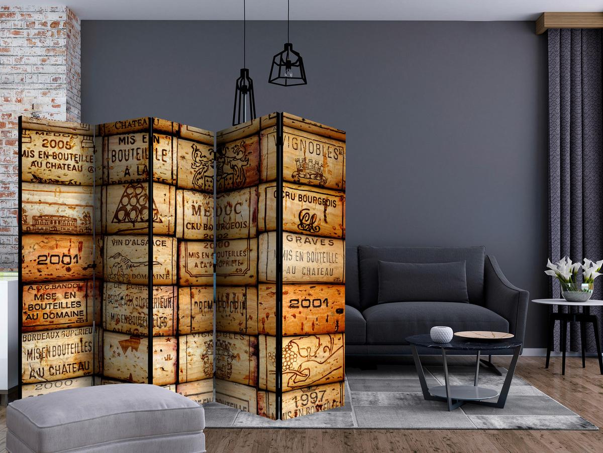 Paravent Braun Creme B: 225 Cm - Creme/Braun, Basics, Holz/Textil (225/172/3cm) - artgeist