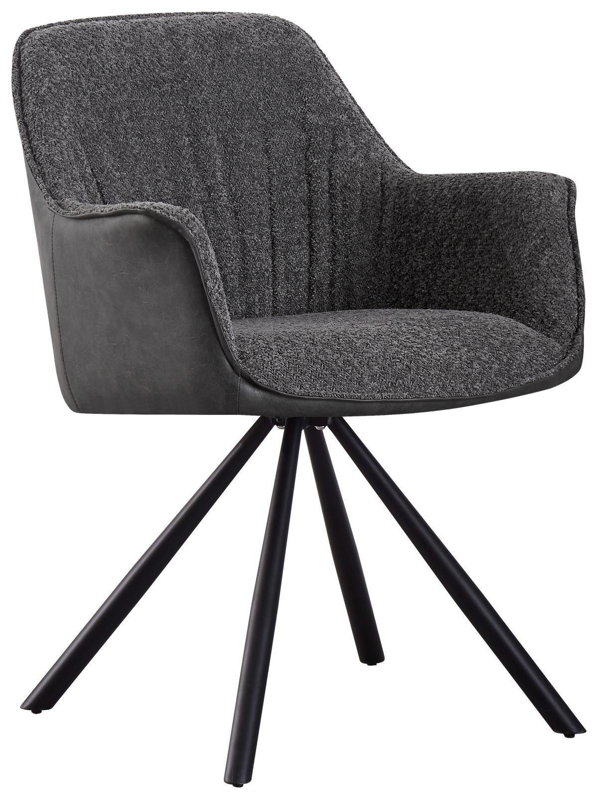 Armlehnstuhl Serena Grau Echtholz Beine - Schwarz/Grau, MODERN, Holz/Textil (62/82/62cm) - MID.YOU