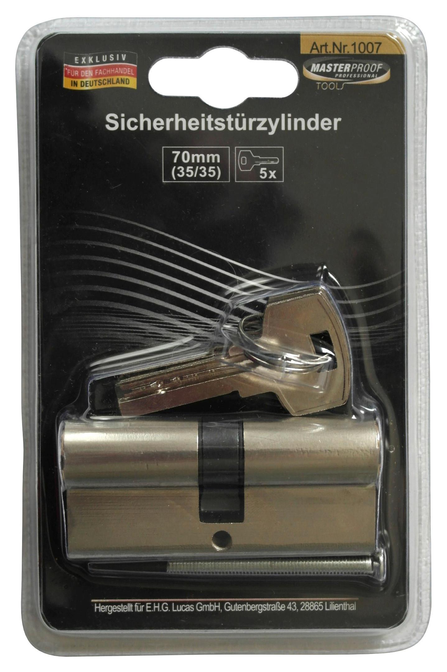 Schließzylinder Für Türen Afonso Mit 5 Schlüsseln - Silberfarben, Basics, Metall (7cm)