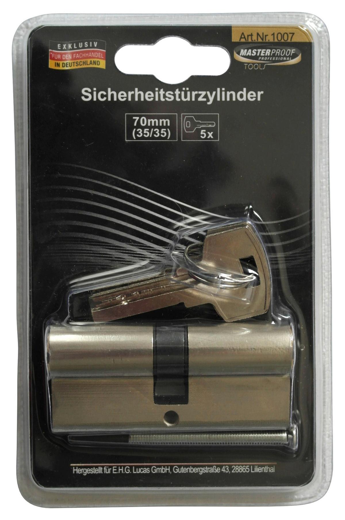 Schließzylinder für Türen Afonso Mit 5 Schlüsseln - Silberfarben, Basics, Metall (7cm)