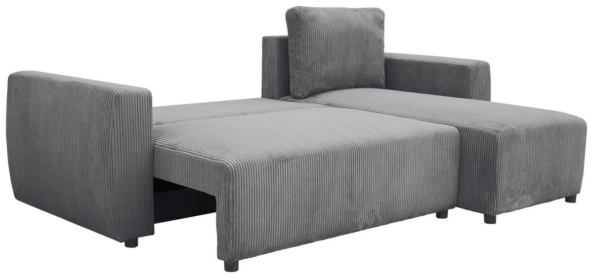 Eckschlafsofa mit Bettkasten Pharell, anthrazit, 230x155cm - Anthrazit/Schwarz, KONVENTIONELL, Holz/Holzwerkstoff (230/155cm)