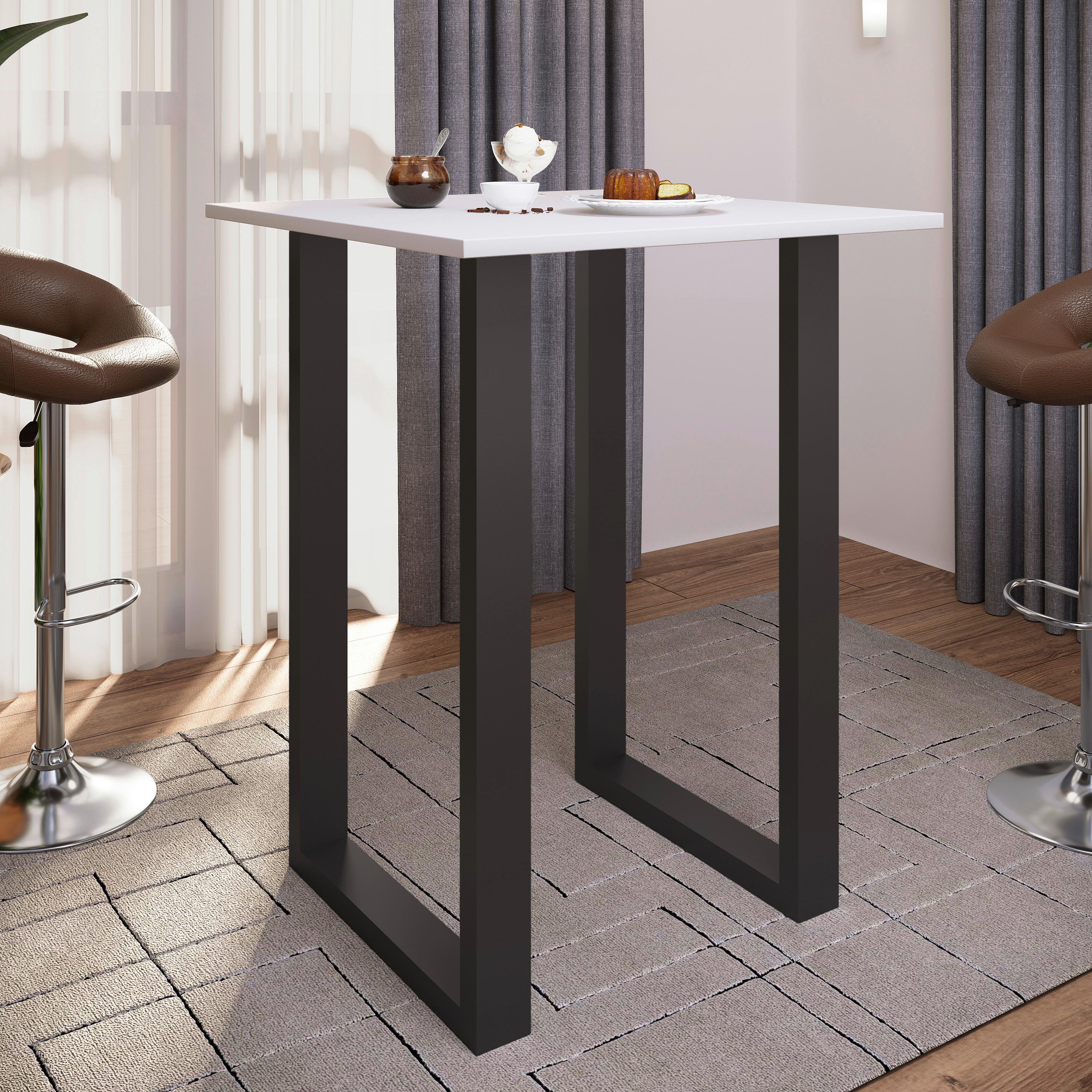 Bartisch Xona B 80x80 - Silberfarben/Schwarz, KONVENTIONELL, Holzwerkstoff/Metall (80/80/102cm)