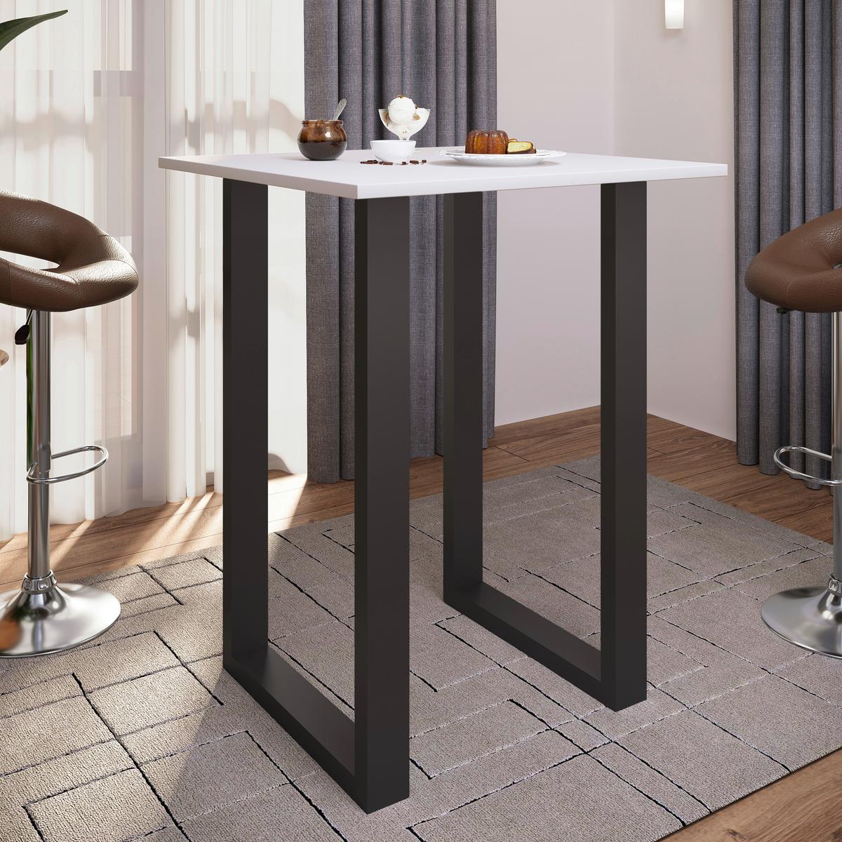 Bartisch Xona B 80x80 - Silberfarben/Schwarz, KONVENTIONELL, Holzwerkstoff/Metall (80/80/102cm)