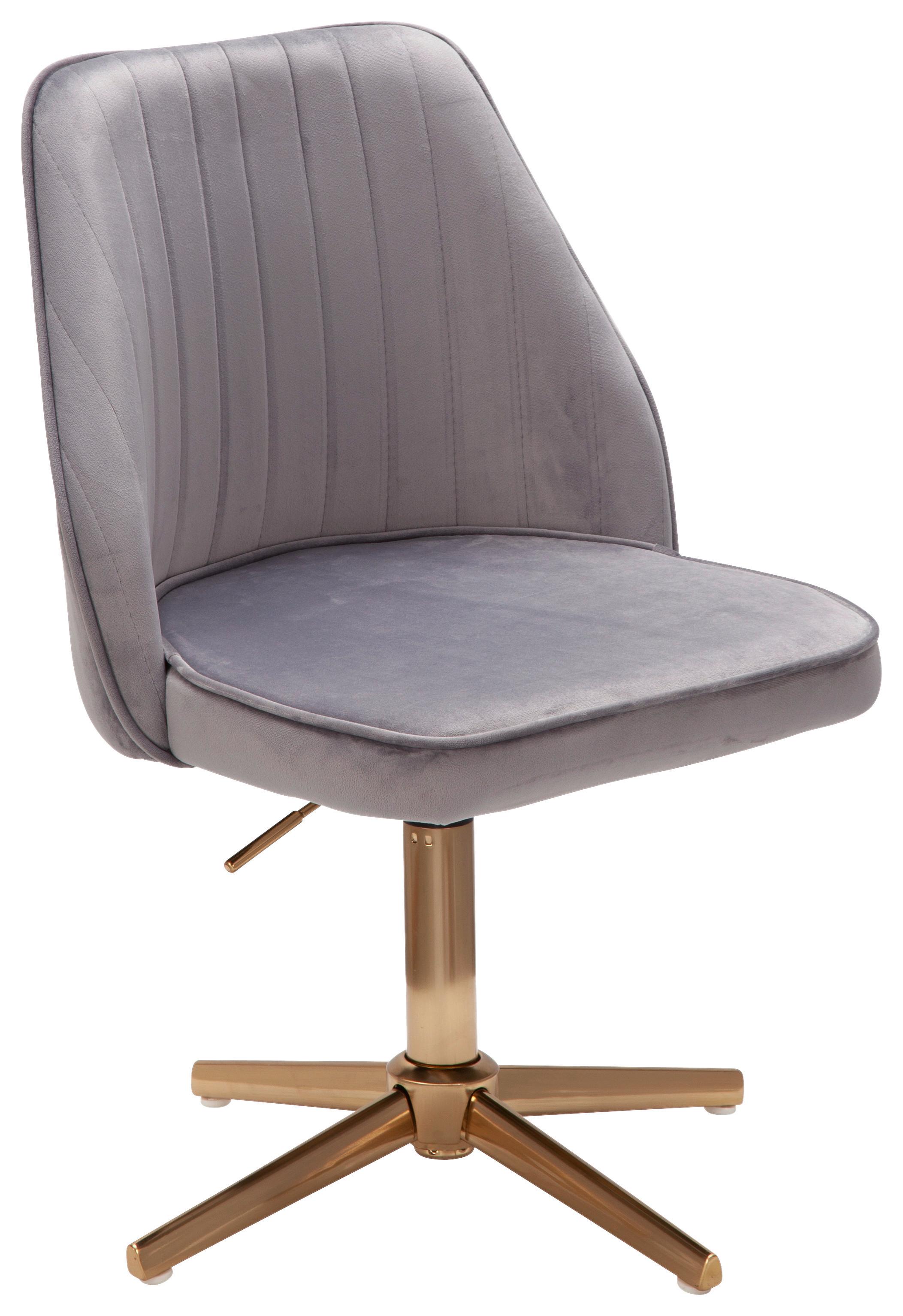 Drehstuhl Samt Grau Gepolstert Wl6.302 - Goldfarben, KONVENTIONELL (60/100/60cm) - MID.YOU