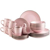Kombiservice Metallic Rim 6 Personen Rosa 24-Teilig - Rosa, Basics, Keramik - Mäser