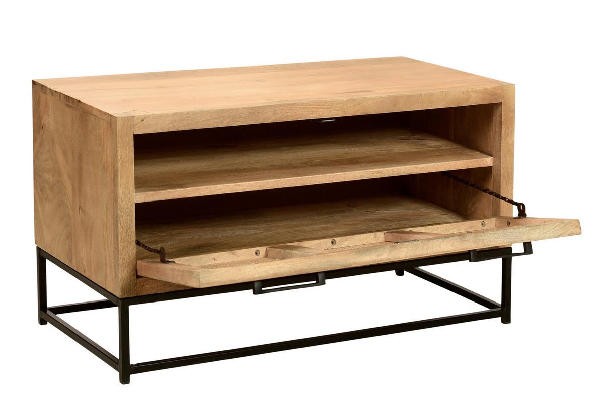 SCHUHSCHRANK Naturfarben/Schwarz B: 84,5cm - Schwarz/Naturfarben, Design, Holz/Metall (84,5/48/40cm) - MID.YOU
