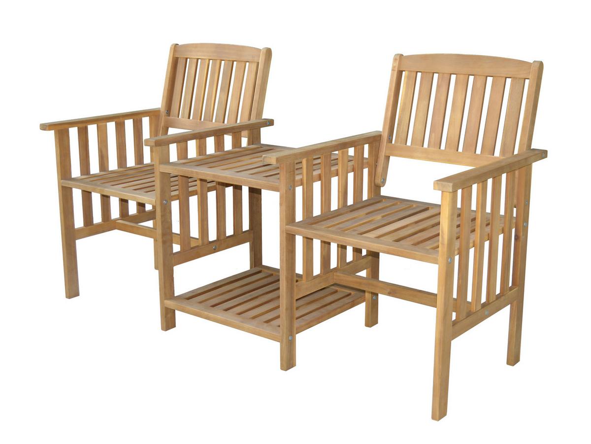 Gartenbank Ph-Aca-2gb-Table-Fold - Hellbraun, Basics, Holz (163/63/91cm)