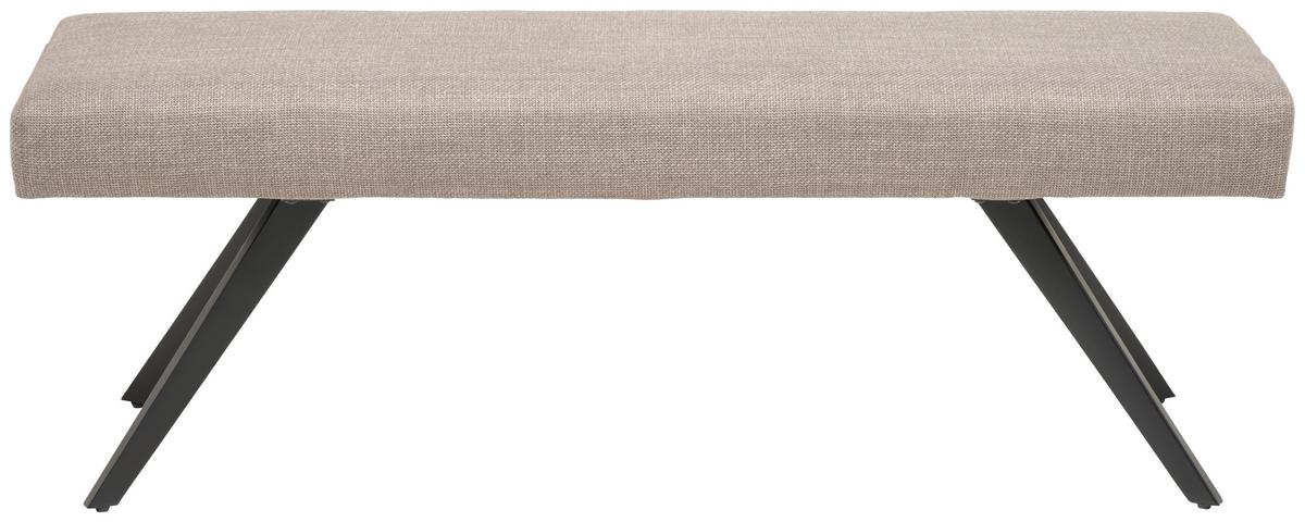 Sitzbank Andros ohne Lehne Hellgrau, B: 140 cm - Hellgrau/Schwarz, KONVENTIONELL, Textil/Metall (140/49/47cm) - MID.YOU