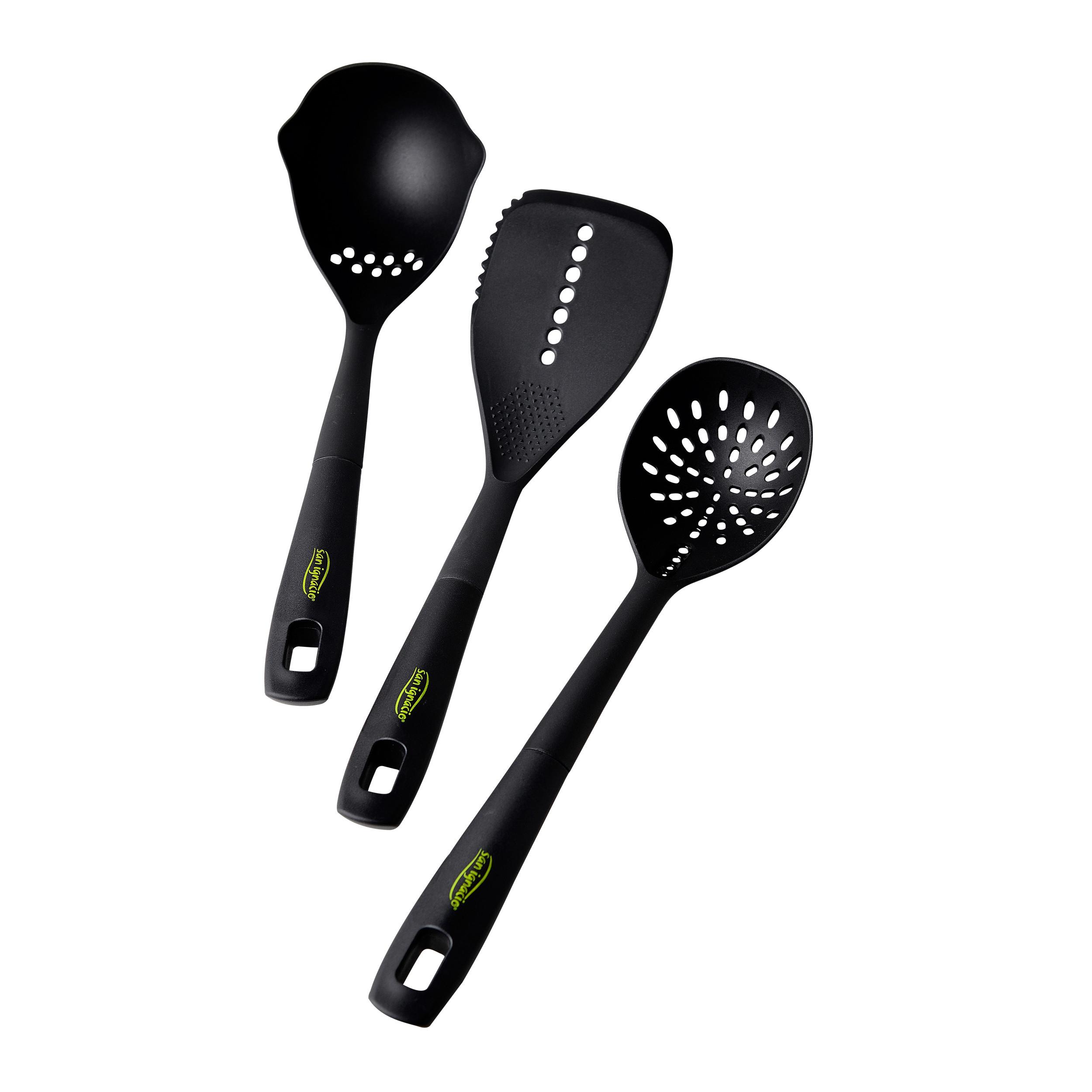 KÜCHENHELFERSET Kitchen Tools Schwarz 3-teilig - Schwarz, Basics, Kunststoff (11.5/11,5/35cm)