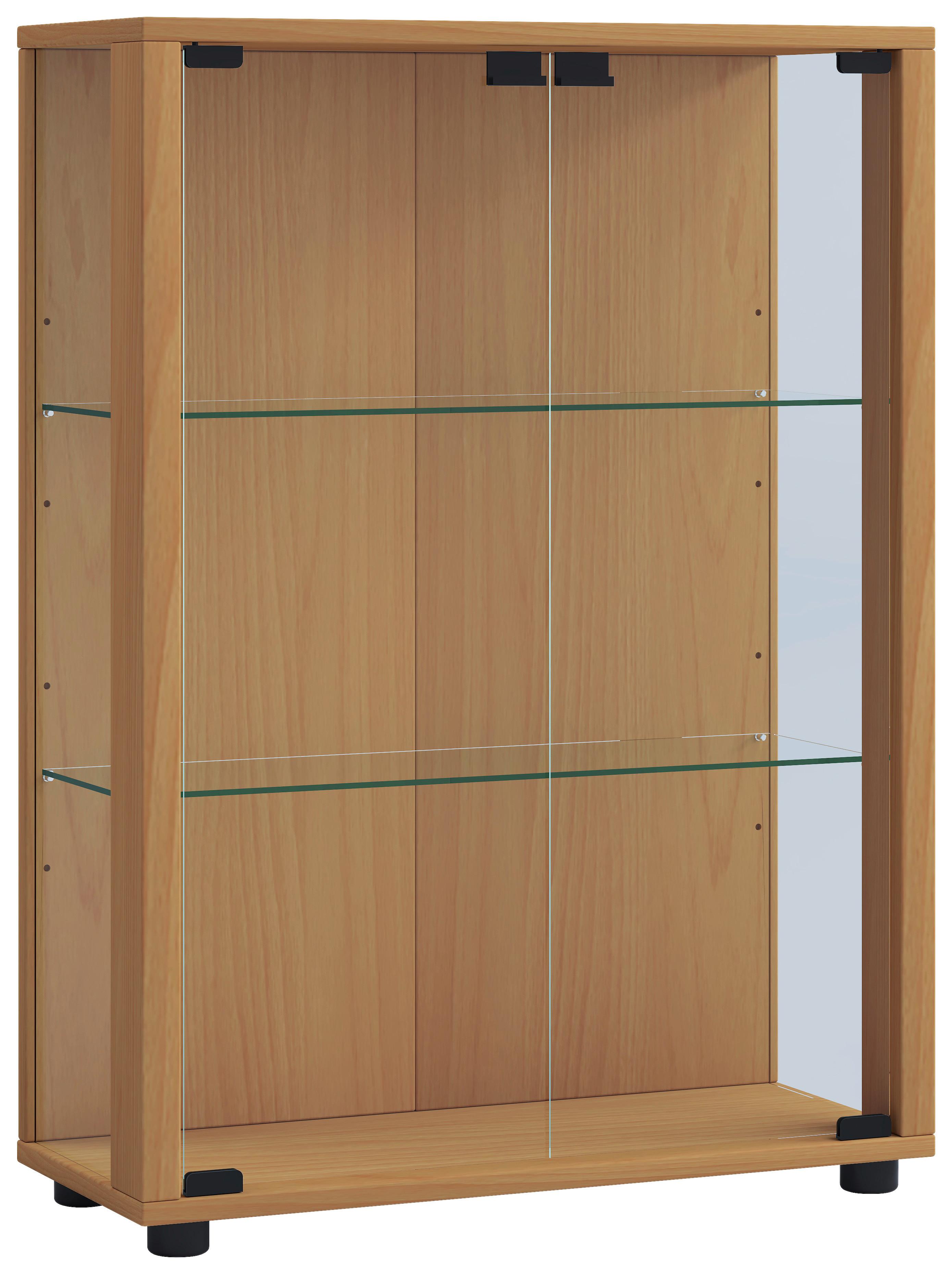 Vitrin Sintalo - bükkszínű, Design, faalapú anyag/üveg (60/80/25cm) - MID.YOU