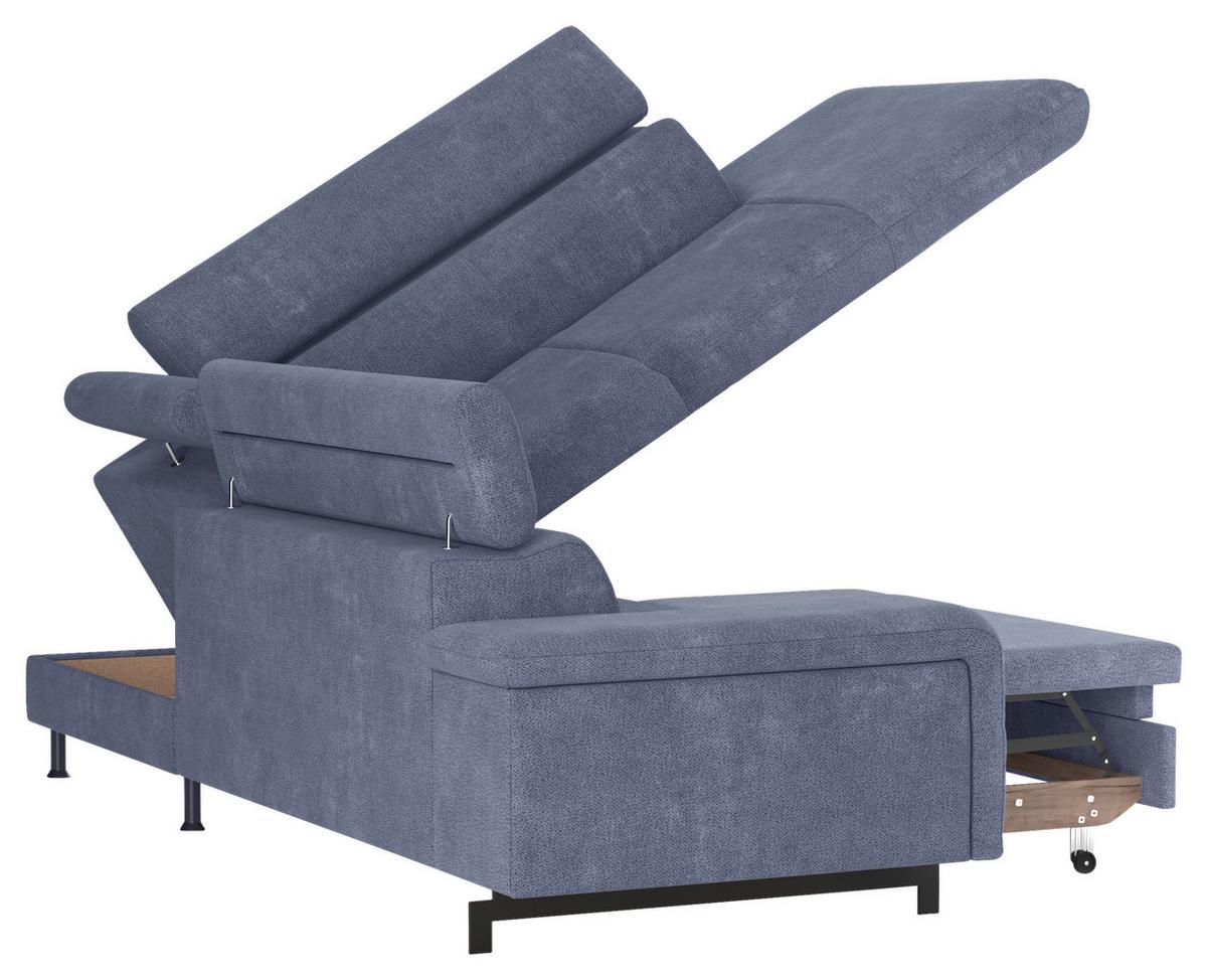 Ecksofa mit Bettkasten Emma Blau 262x215 cm - Blau/Schwarz, Textil (262/215cm) - MID.YOU
