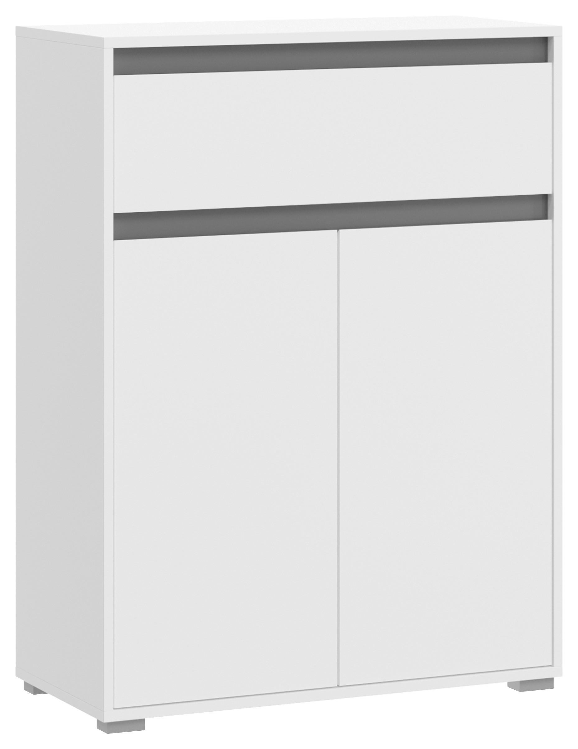 Schuhschrank Torino Weiß/Grau B: 76 cm - Silberfarben/Grau, KONVENTIONELL, Holzwerkstoff (76/102/35cm) - MID.YOU