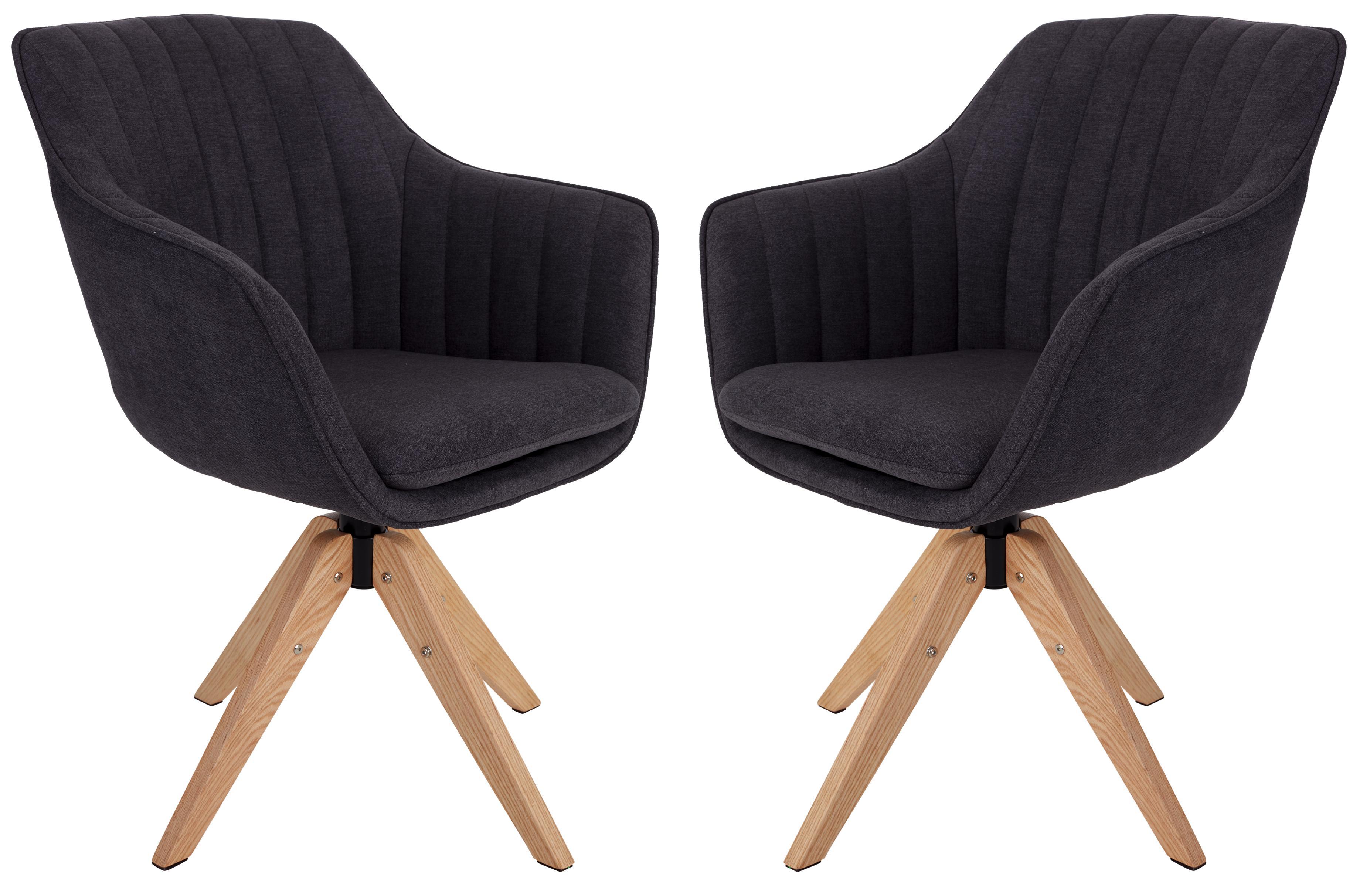 Drehstuhl Belluno Anthrazit 2er Set - Eichefarben/Anthrazit, MODERN, Holz/Textil (60/88/57,5cm) - Luca Bessoni