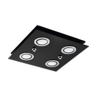 Deckenleuchte Grattino B: 29 cm Mit 4 Spots - Schwarz, Basics, Glas/Metall (29/29/7cm) - Eglo