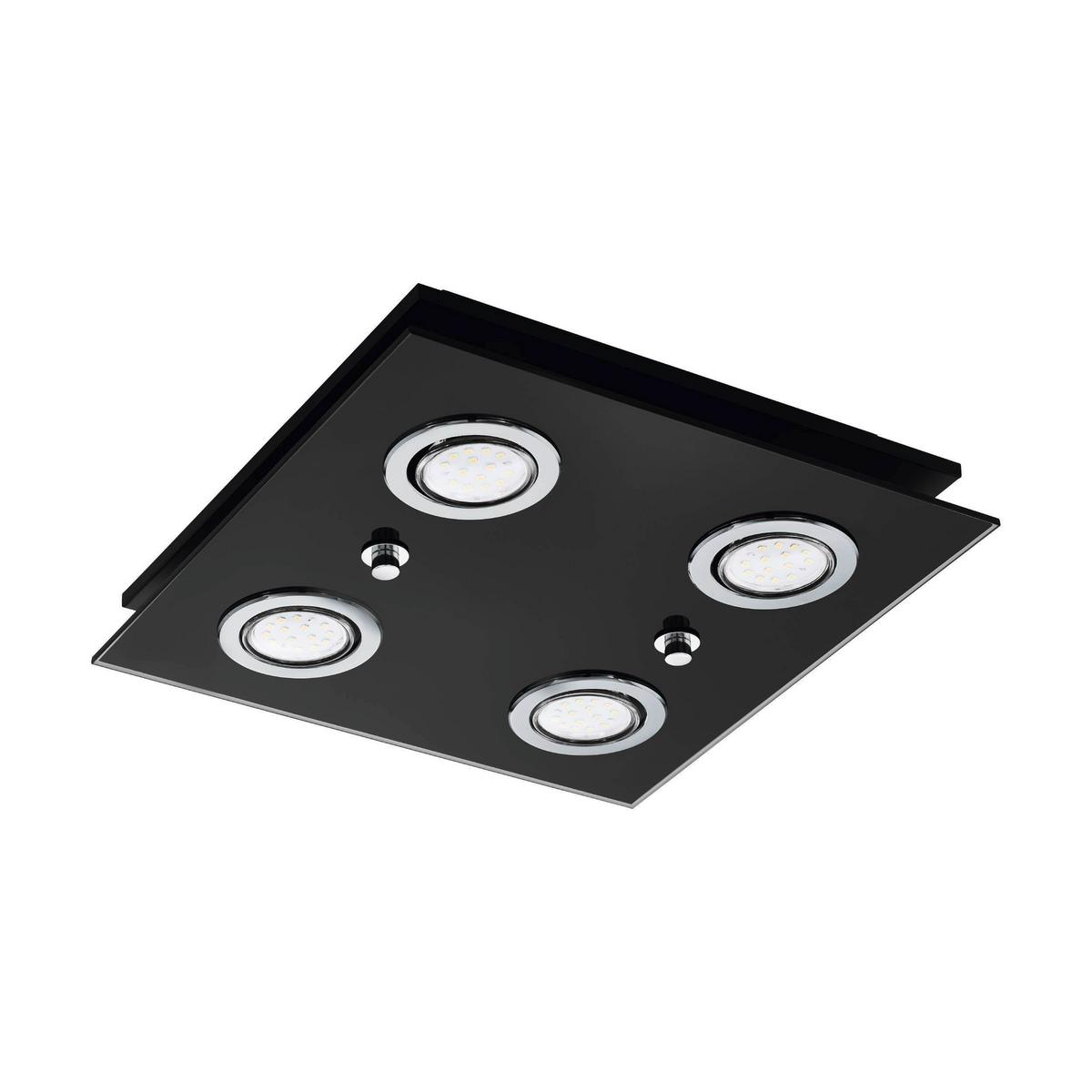Deckenleuchte Grattino B: 29 cm Mit 4 Spots - Schwarz, Basics, Glas/Metall (29/29/7cm) - Eglo