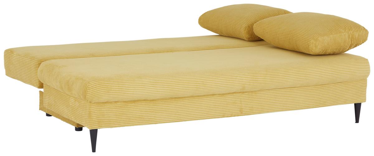 Pohovka MILANO, žlutá, s lůžkem a úložným prostorem - černá/žlutá, Moderní, dřevo/textil (200/95/95cm)