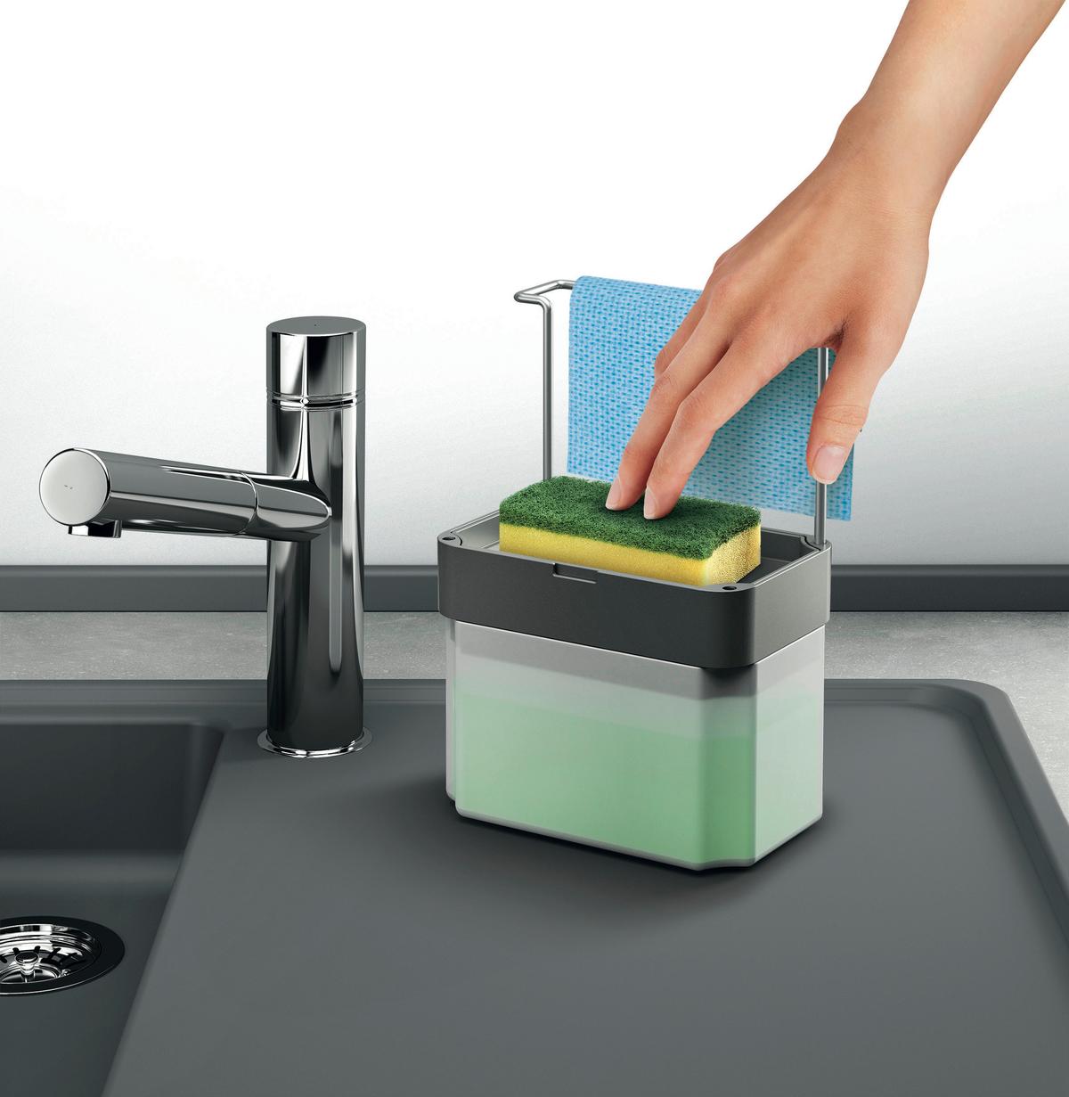 Spülorganizer Sponge-Tex 17x12x22 cm Kunststoff - Grau, Basics, Kunststoff (17/12/22cm) - Metaltex