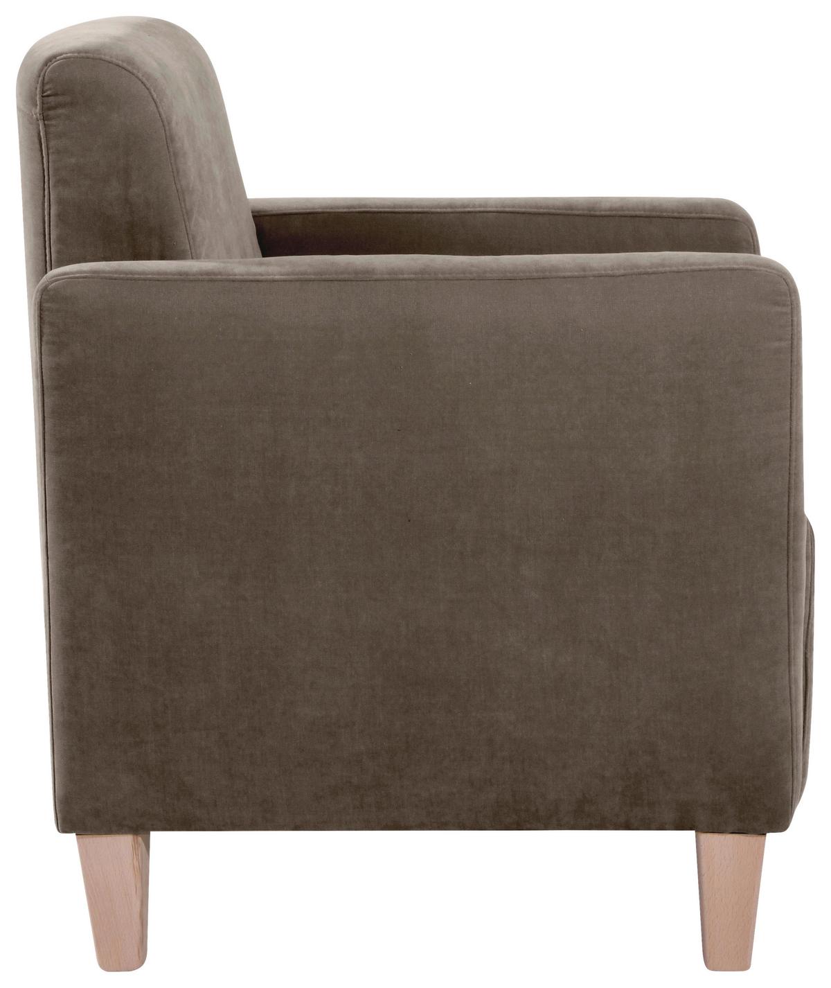 Polstersessel Mit Armlehnen Milla Samt Sahara - Naturfarben/Sahara, Design, Textil (71/81/70cm) - Max Winzer