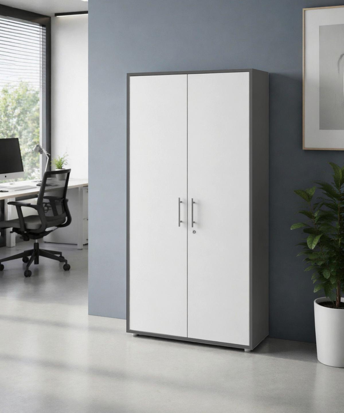 AKTENSCHRANK OFFICE EDITION - Anthrazit/Weiß, MODERN, Holzwerkstoff (84,4/185,6/33cm) - MID.YOU