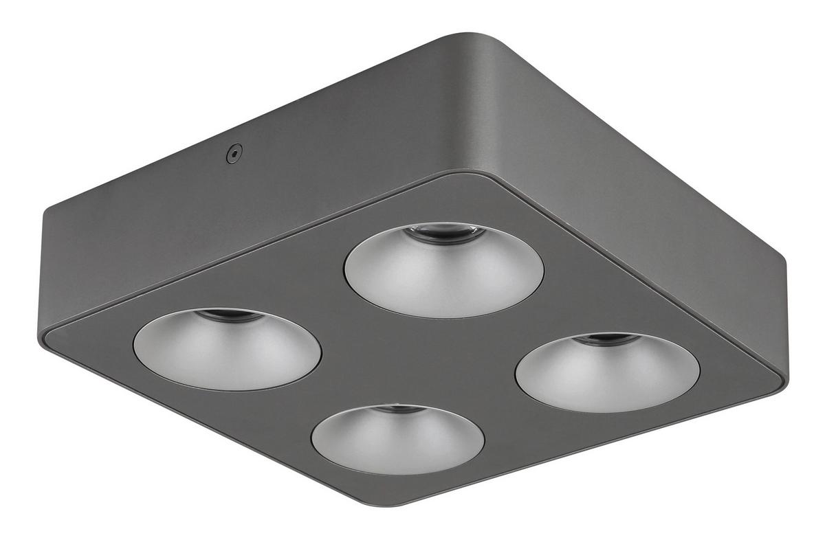 Led-strahler 43100-4 - Klar/Dunkelgrau, KONVENTIONELL, Kunststoff/Metall (22,4/22,4/5,5cm) - Globo