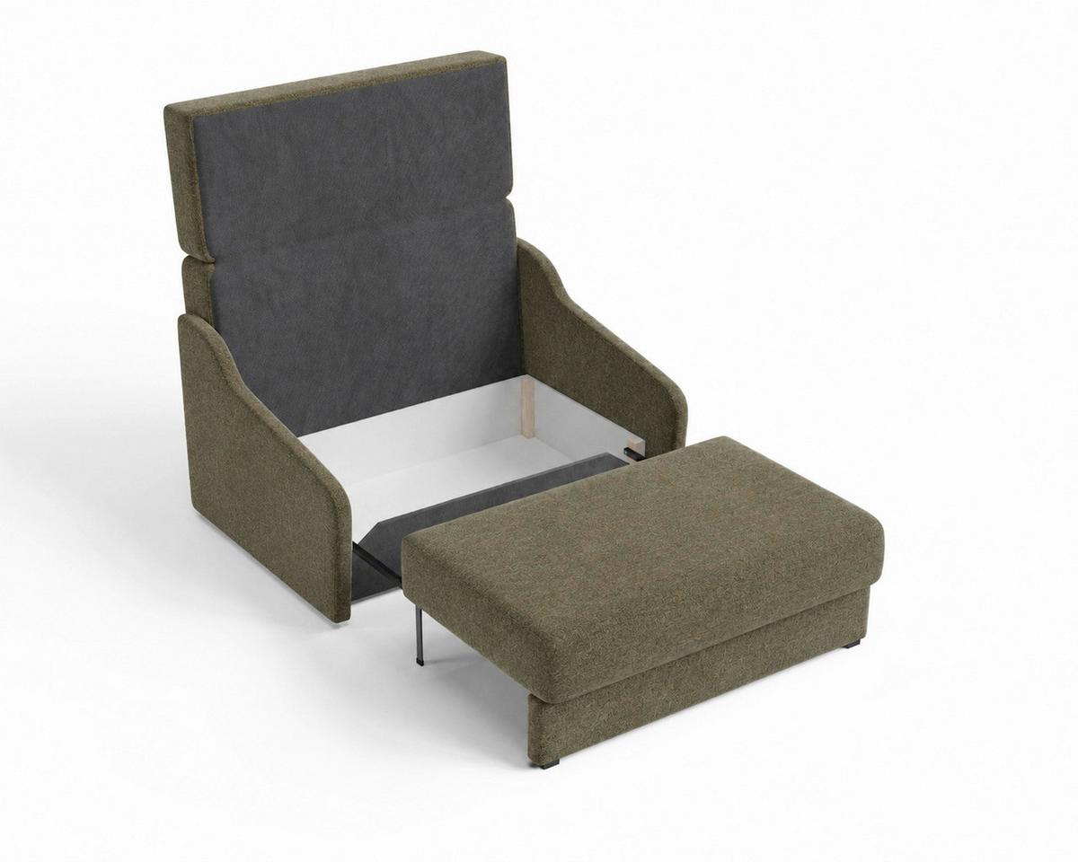 Schlafsofa Fly Dunkelgrün, B: 136 cm - Dunkelgrün/Schwarz, Design, Textil (136/86/113cm) - MID.YOU