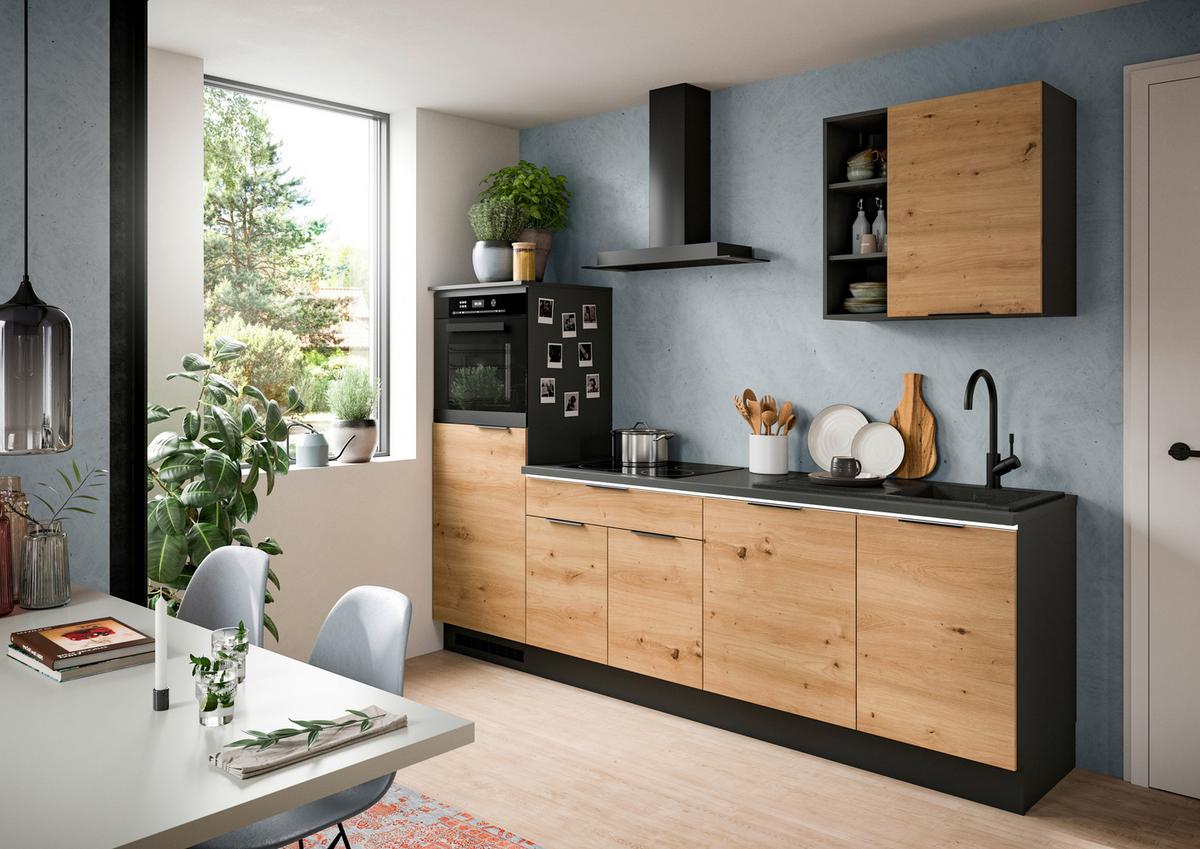 Küchenleerblock Charly - Schwarz/Weiß, MODERN, Holzwerkstoff (260cm) - MID.YOU