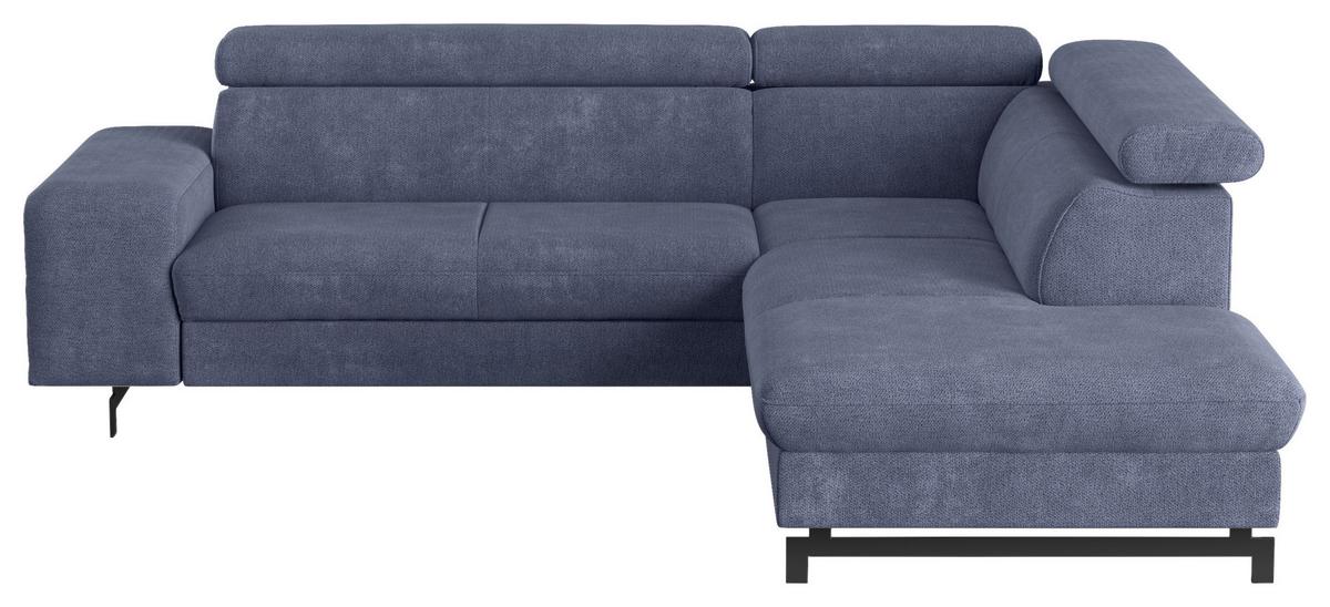 Ecksofa mit Bettkasten Emma Blau 262x215 cm - Blau/Schwarz, Textil (262/215cm) - MID.YOU