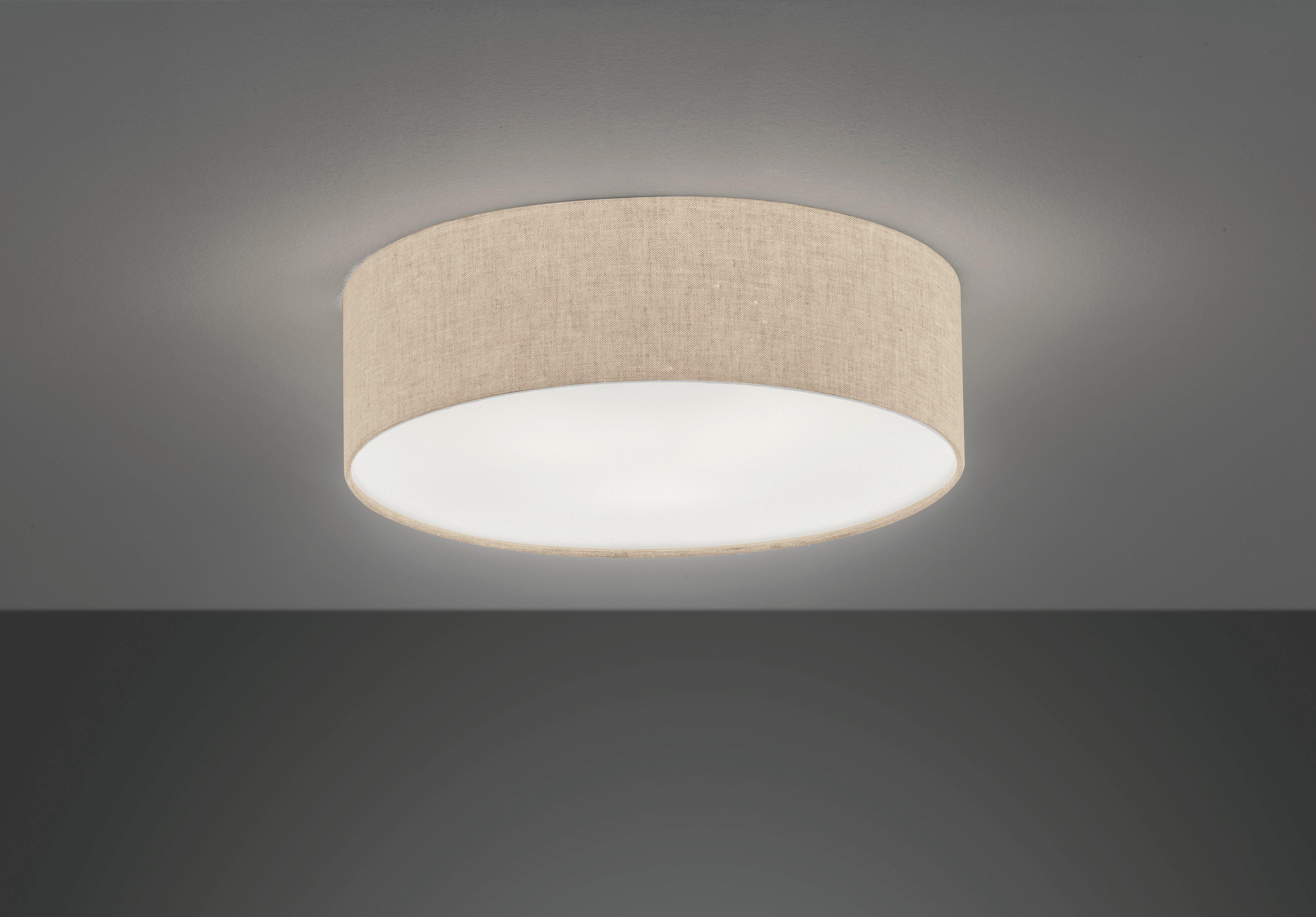 Deckenleuchte Thor Ø 40 cm 3-Flammig mit Textilschirm - Sandfarben, Design, Kunststoff/Textil (40/12cm) - Fischer & Honsel