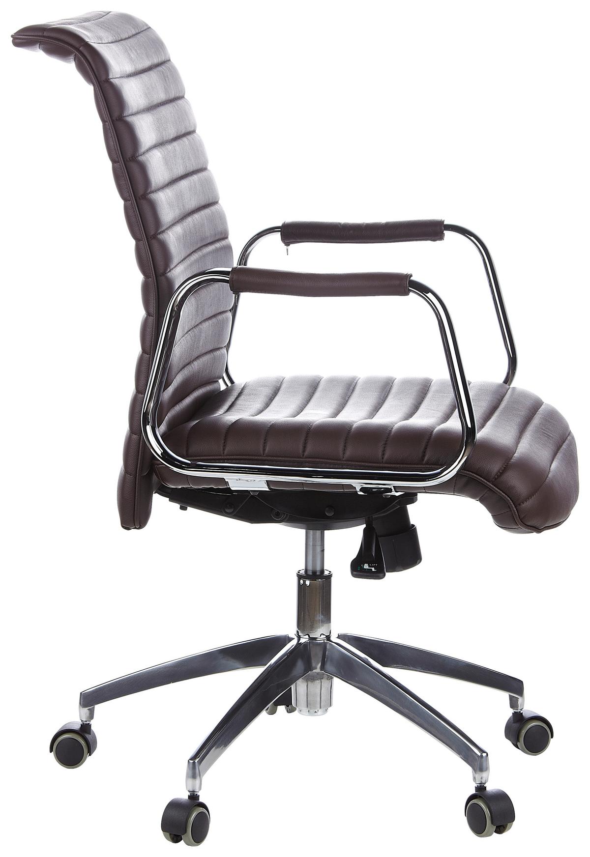 Drehstuhl Aspera 10 Dunkelbraun - Dunkelbraun/Silberfarben, MODERN, Leder/Kunststoff (59/114/50cm) - MID.YOU