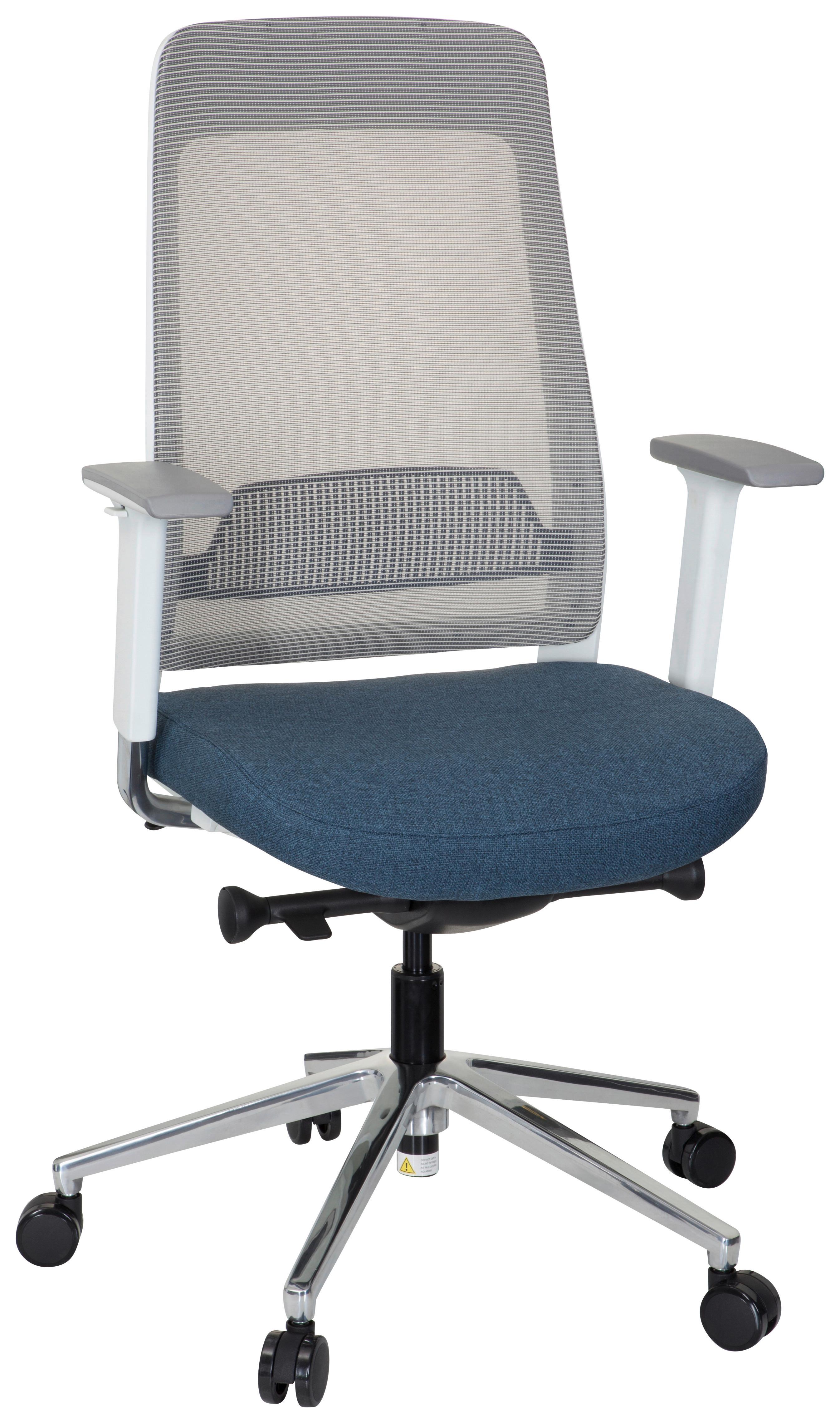 Drehstuhl Chiaro T2 White Blau/grau/weiß - Blau/Weiß, MODERN, Kunststoff/Textil (67/118/63cm) - MID.YOU