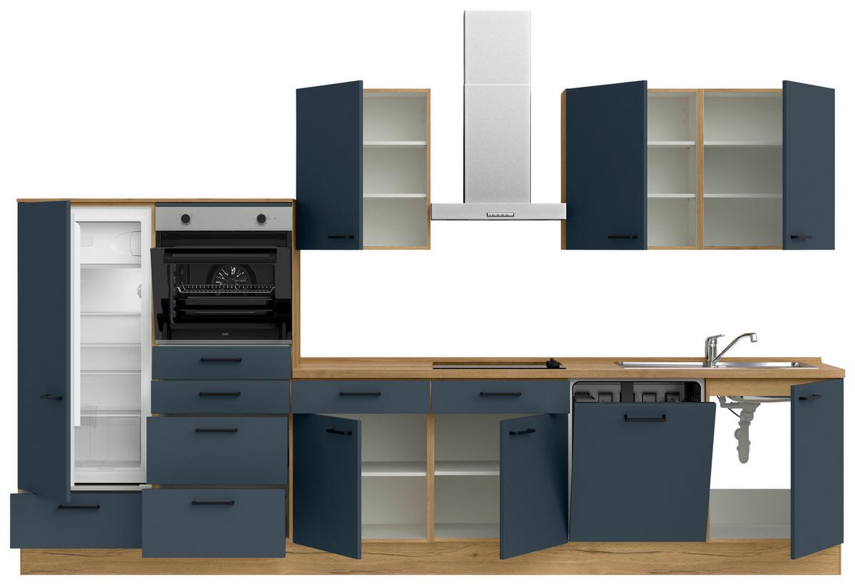 Küchenleerblock Easytouch Low-Line, L12 Links - Blau/Eichefarben, MODERN, Holzwerkstoff (360cm) - Nobilia