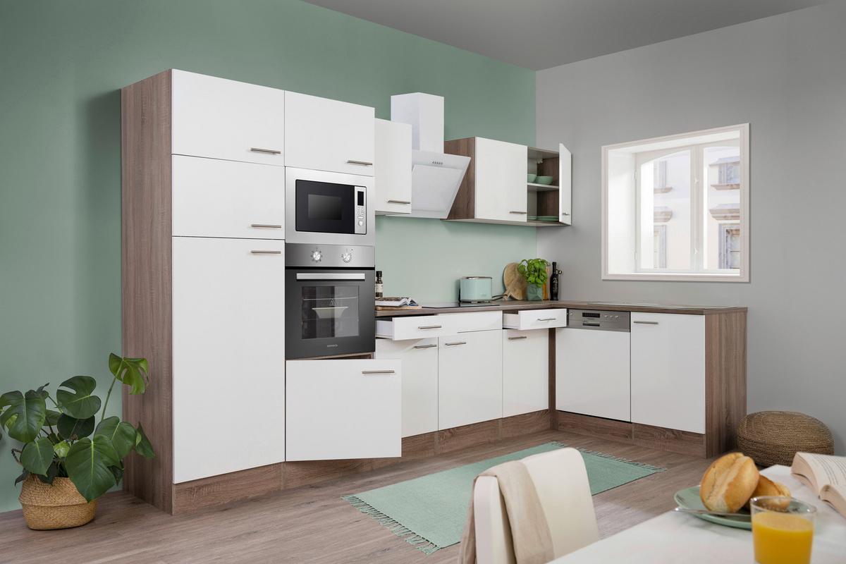 Eckküche Oliver L-Küchenblock 340 Cm - Eichefarben/Weiß, Basics, Holzwerkstoff (340/172cm) - Respekta