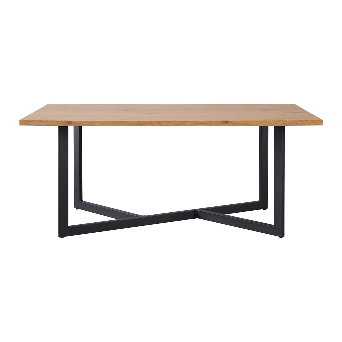 Jídelní stůl AVOLA dub 180x76x90 cm - černá/barvy dubu, Moderní, kov/kompozitní dřevo (180/90/76cm) - Bessagi Home